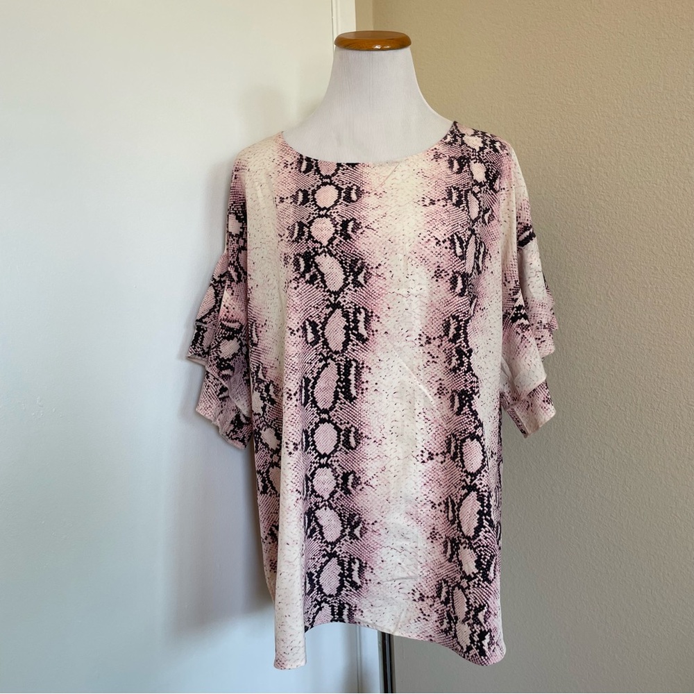 NWT Plus Size 2X Pink Snake Print Women's Top